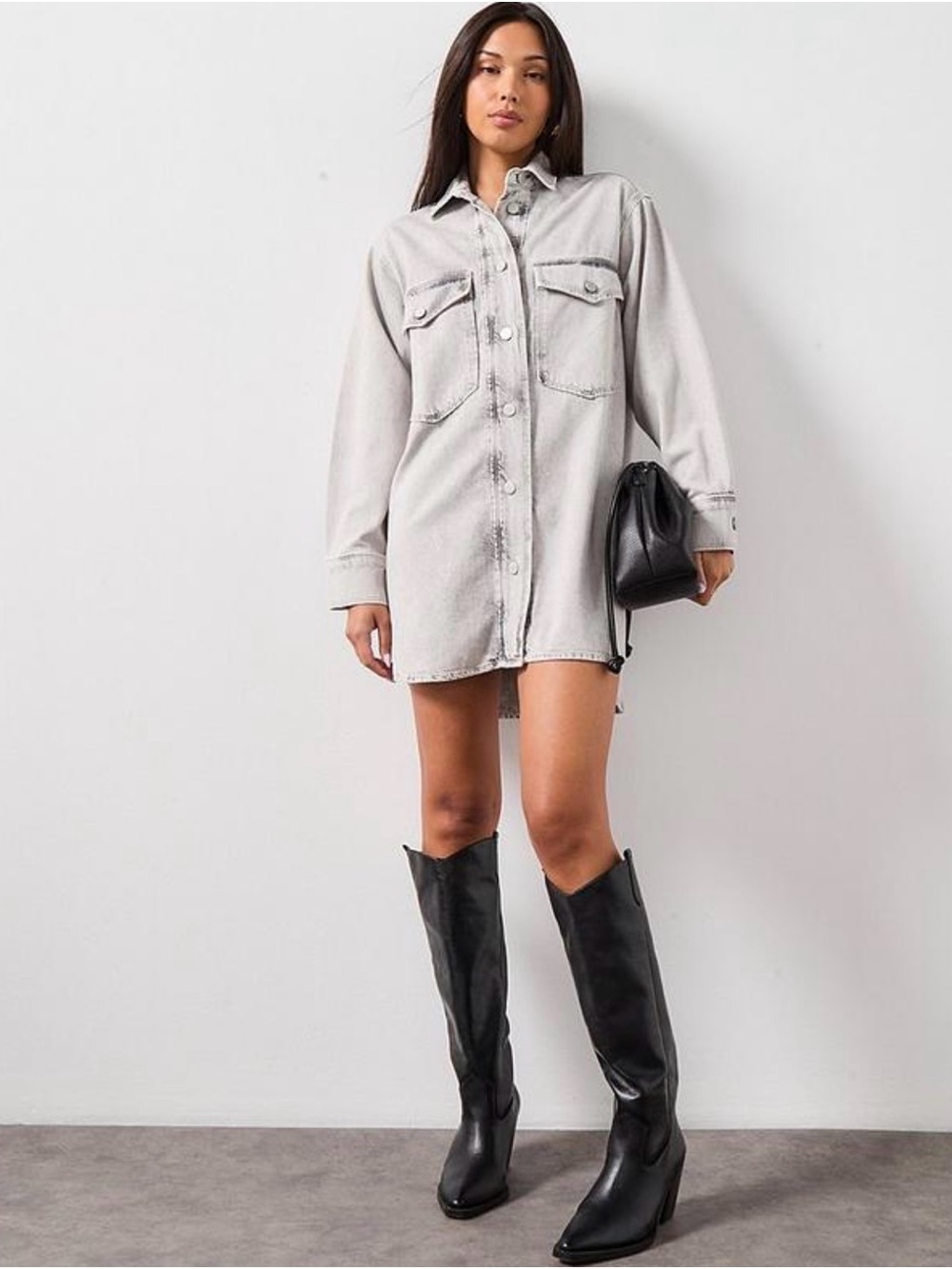 All saints Light Gray Denim Shirt Dress size 2